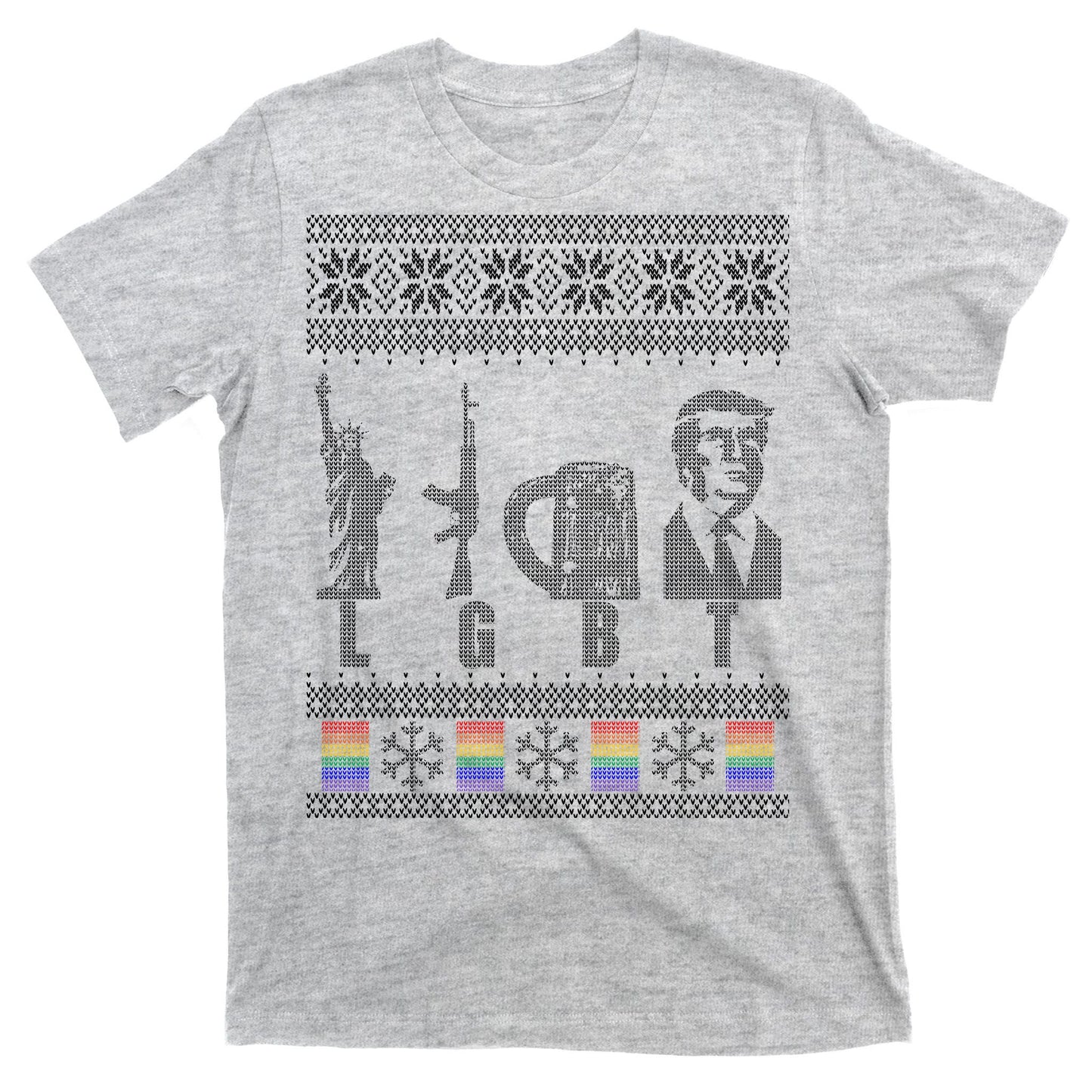 LGBT Liberty Guns Beer Trump Support Ugly Christmas T-Shirt