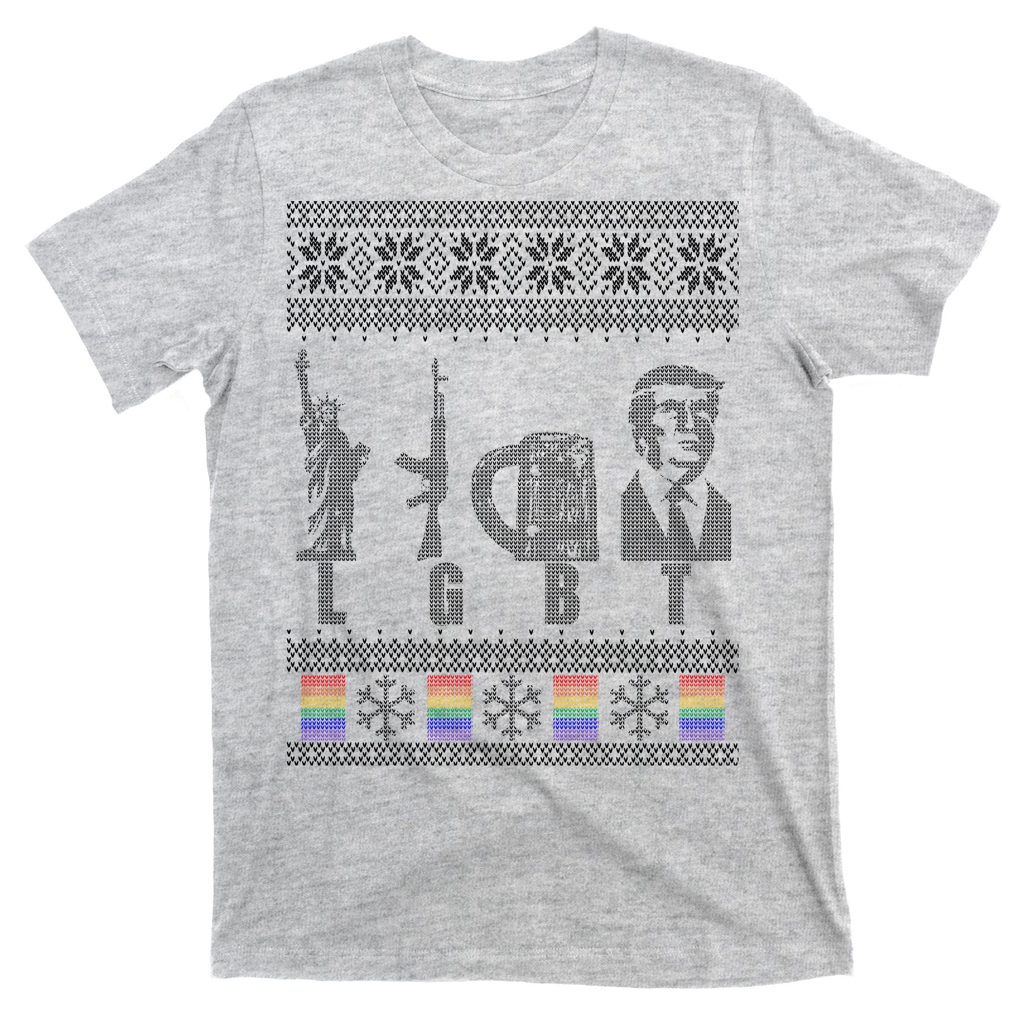 LGBT Liberty Guns Beer Trump Support Ugly Christmas T-Shirt