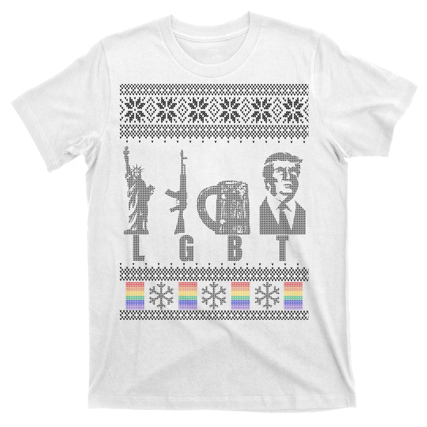 LGBT Liberty Guns Beer Trump Support Ugly Christmas T-Shirt