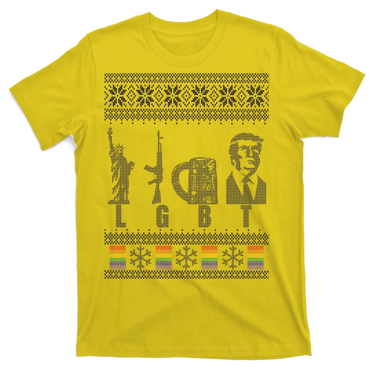 LGBT Liberty Guns Beer Trump Support Ugly Christmas T-Shirt