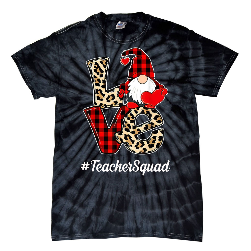 Love Gnome Teacher Squad Happy Valentine Day Tie-Dye T-Shirt