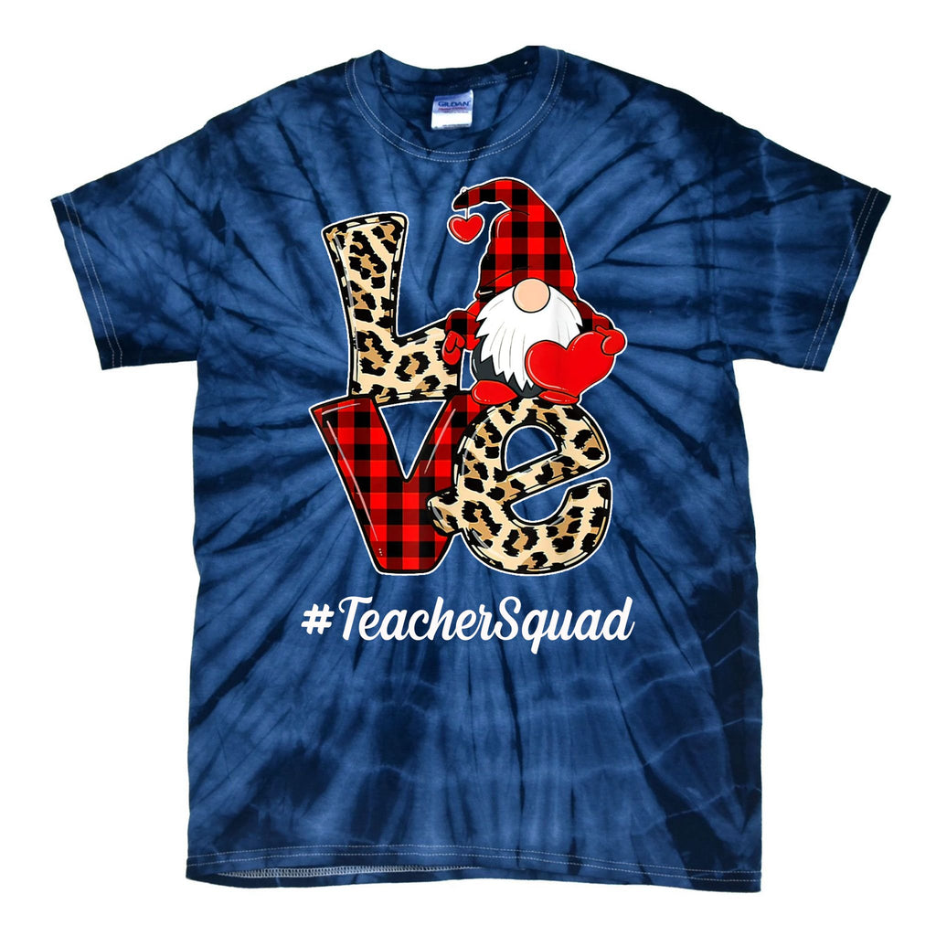 Love Gnome Teacher Squad Happy Valentine Day Tie-Dye T-Shirt