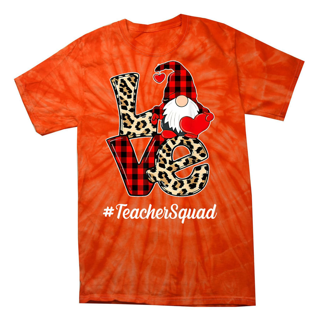 Love Gnome Teacher Squad Happy Valentine Day Tie-Dye T-Shirt