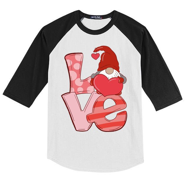 Love Gnome Valentines Day Cute Gift Kids Colorblock Raglan Jersey