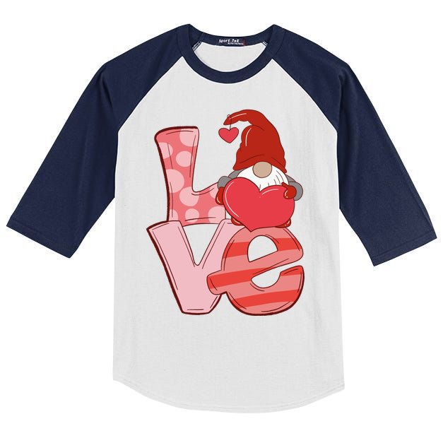 Love Gnome Valentines Day Cute Gift Kids Colorblock Raglan Jersey