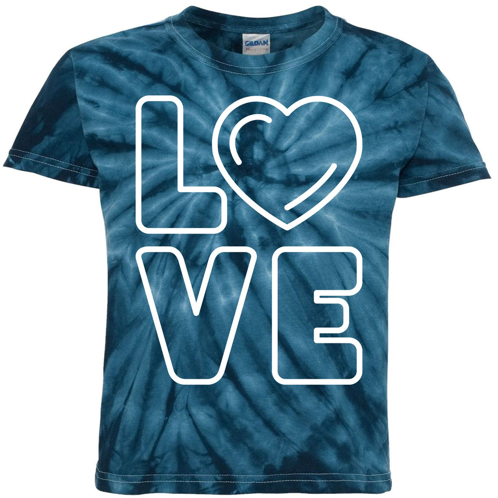 Love Heart Cute Romantic Gift Kids Tie-Dye T-Shirt