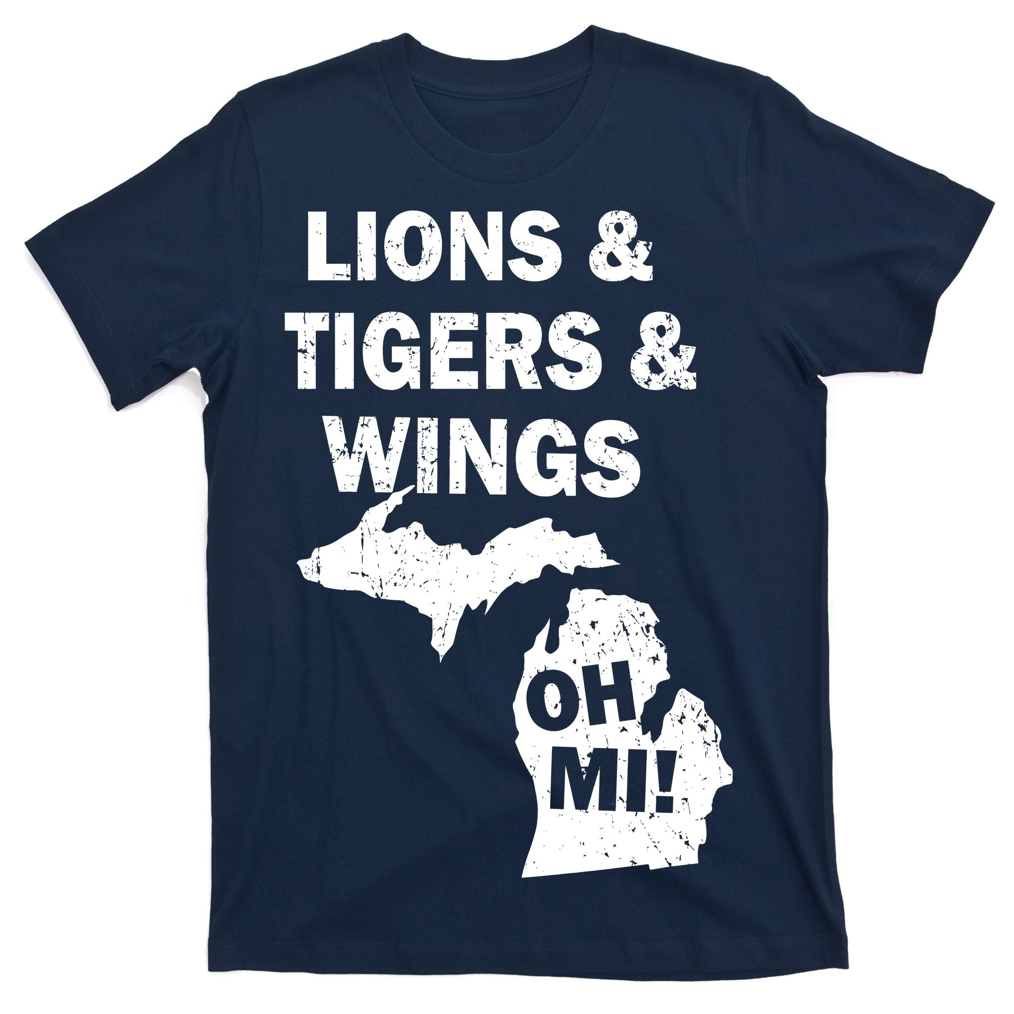 Lions Tigers Wings Oh MI Vintage T-Shirt