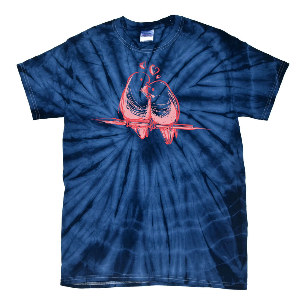Lovebirds Kissing Tie-Dye T-Shirt