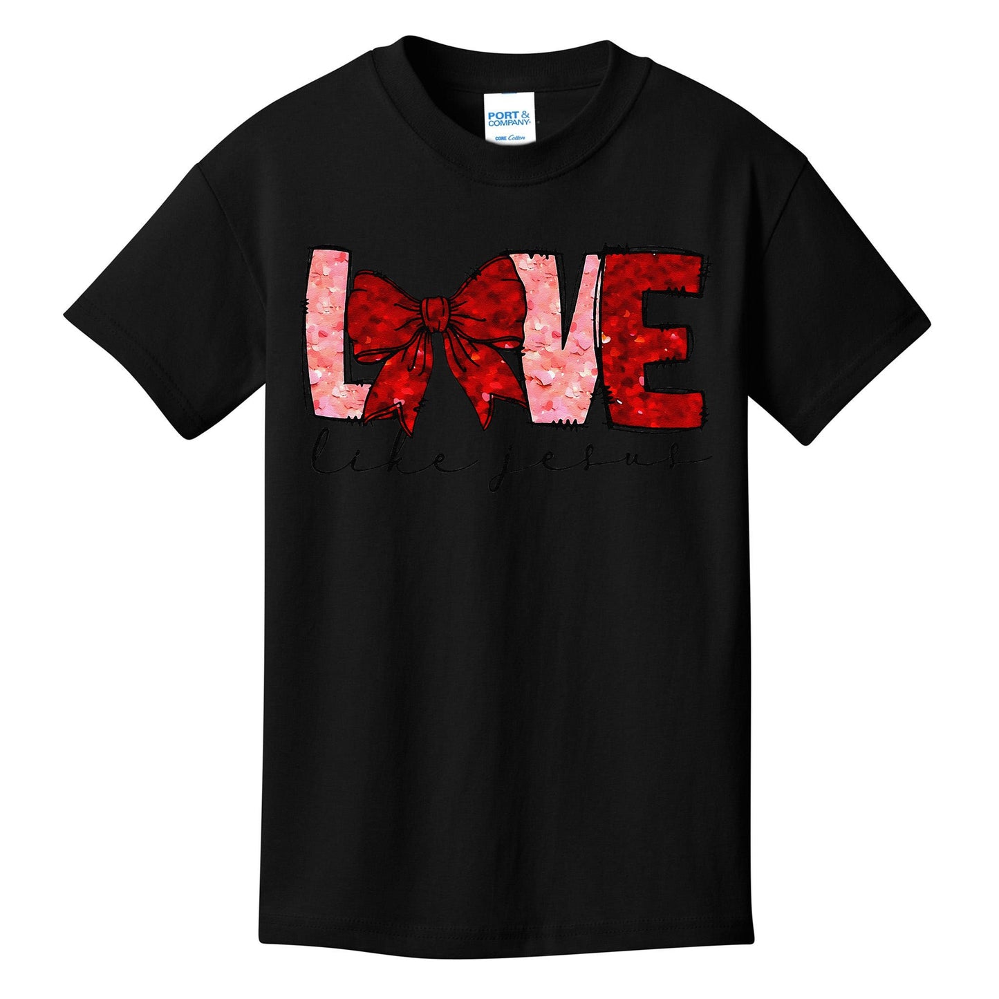 Love Like Jesus Coquette Bow Valentine Kids T-Shirt