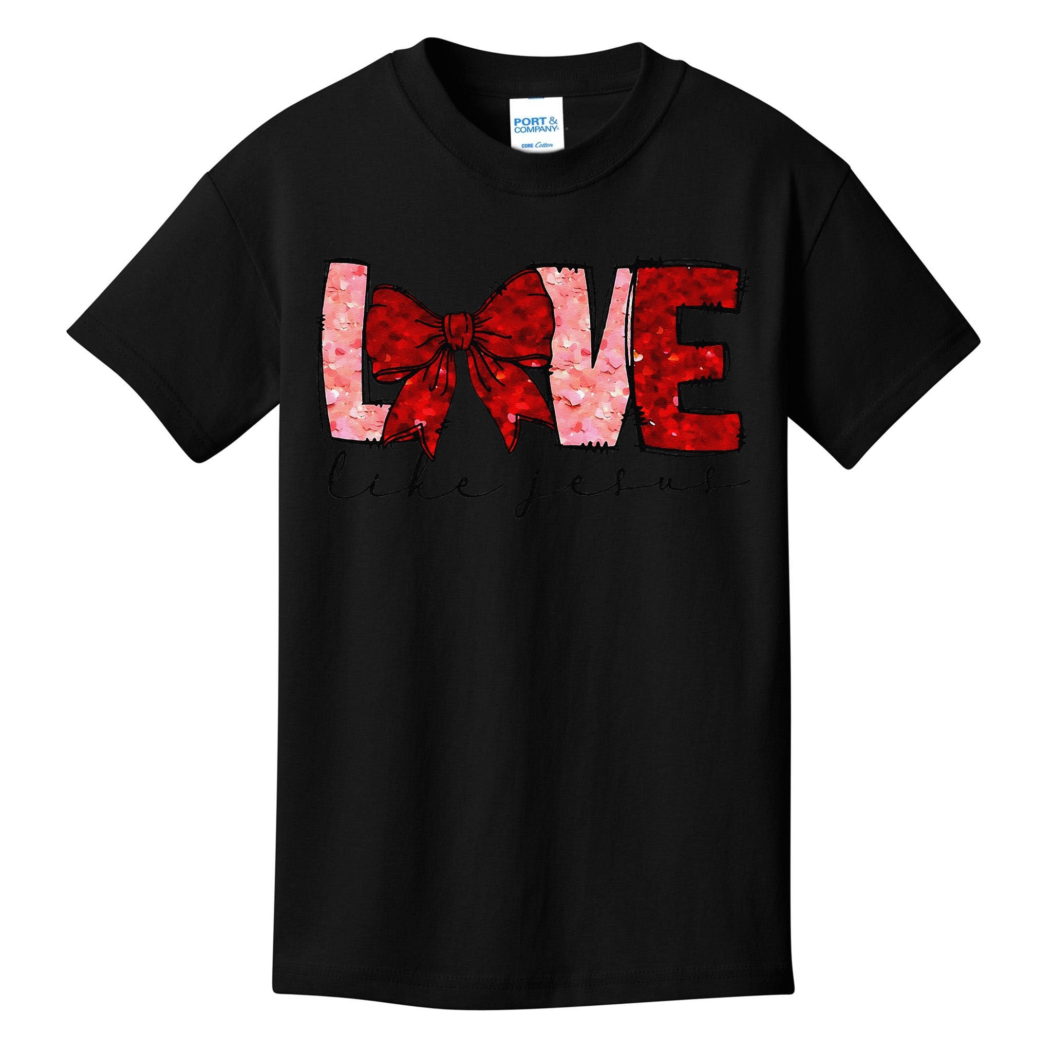 Love Like Jesus Coquette Bow Valentine Kids T-Shirt