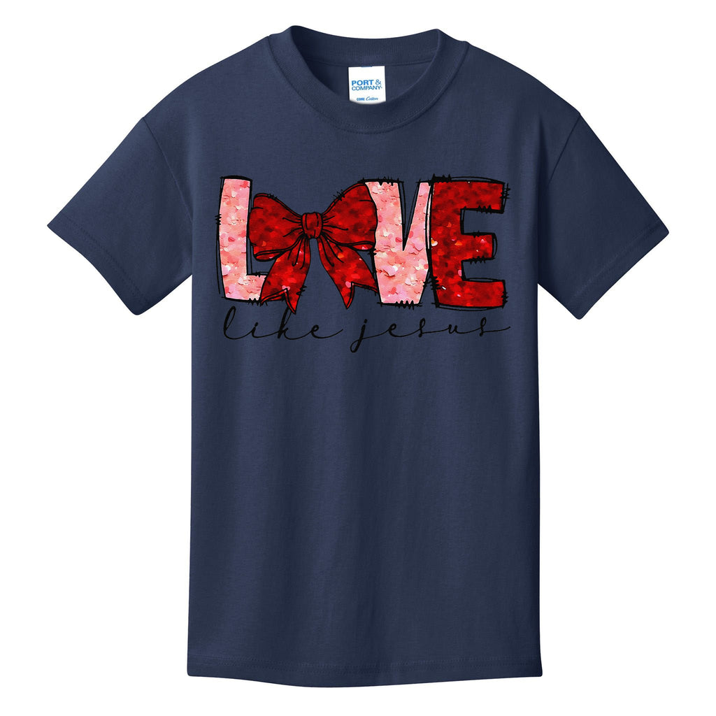 Love Like Jesus Coquette Bow Valentine Kids T-Shirt