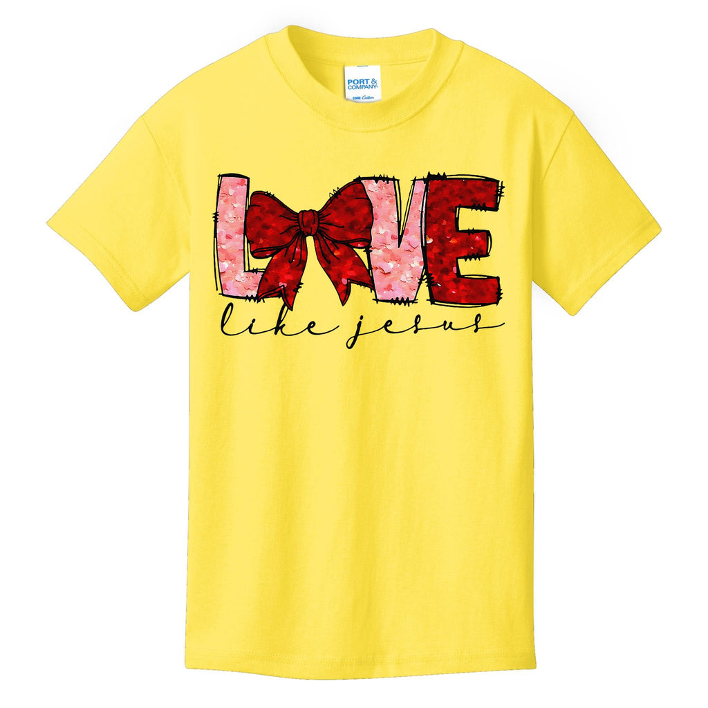 Love Like Jesus Coquette Bow Valentine Kids T-Shirt