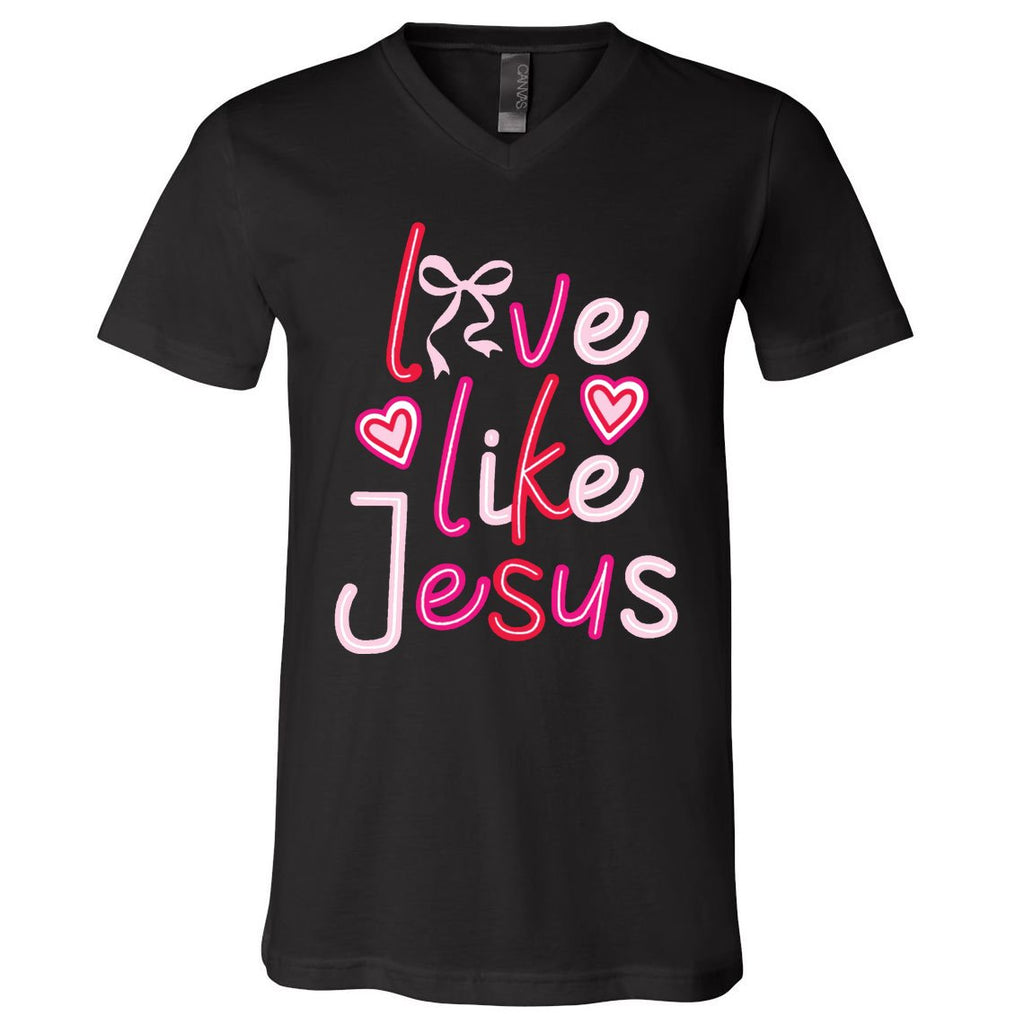 Love Like Jesus Coquette Valentine V-Neck T-Shirt