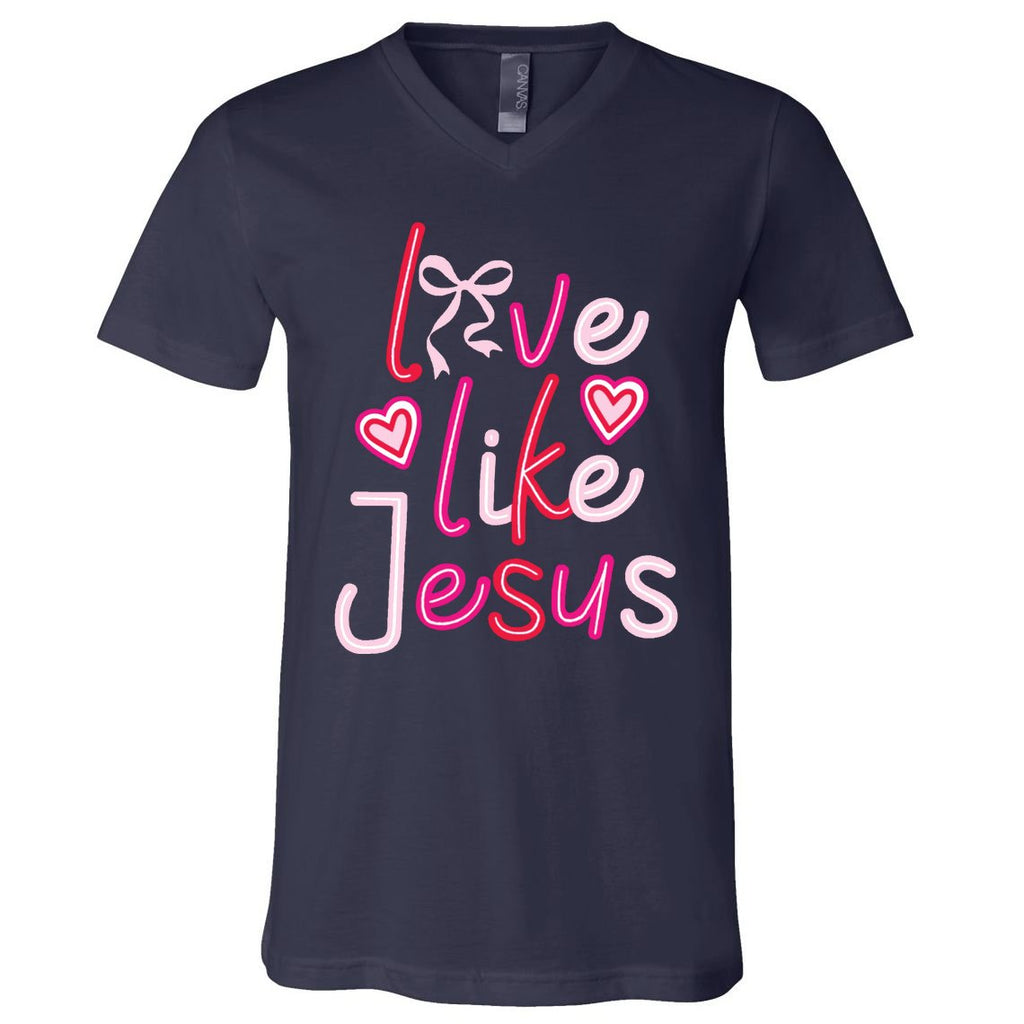 Love Like Jesus Coquette Valentine V-Neck T-Shirt