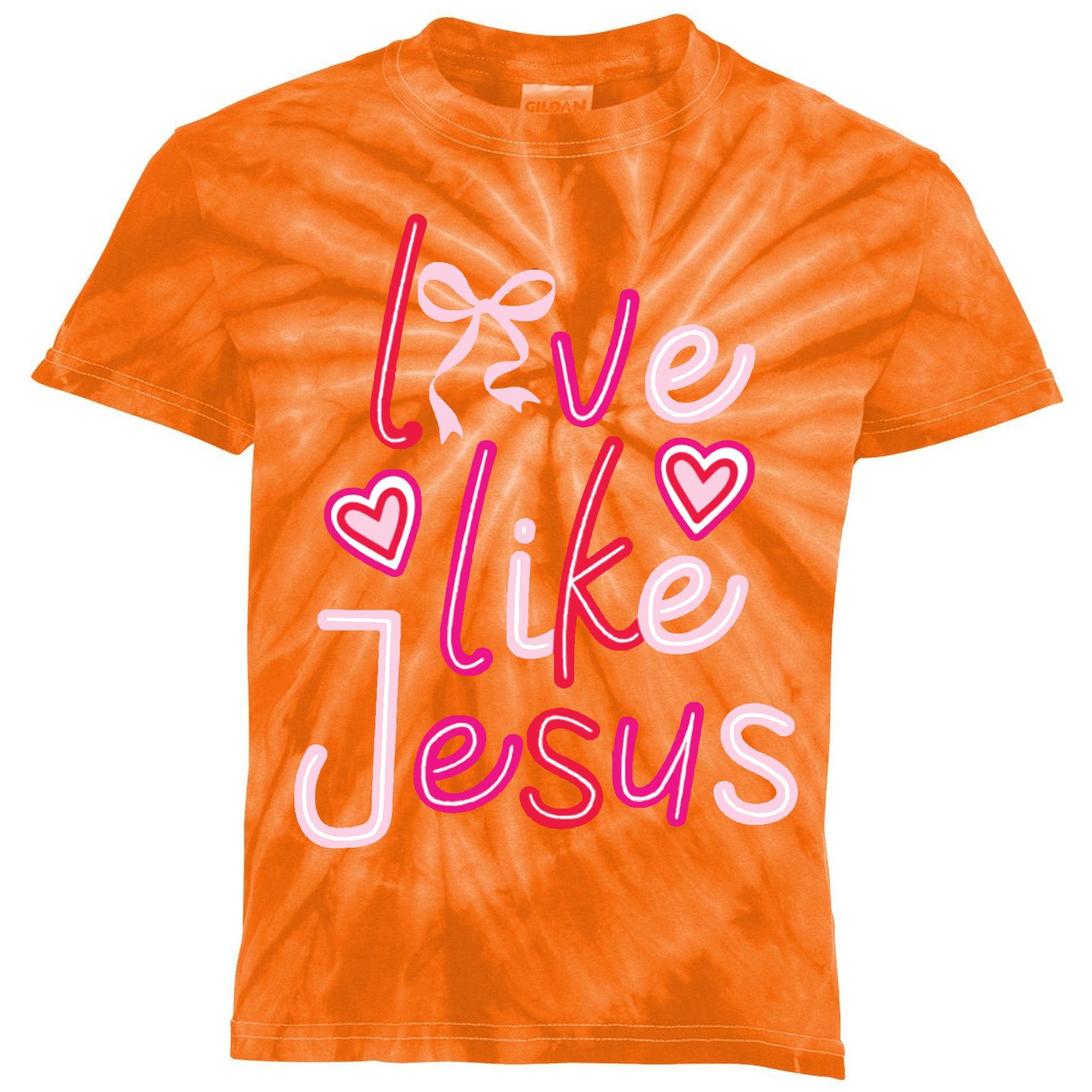 Love Like Jesus Coquette Valentine Kids Tie-Dye T-Shirt