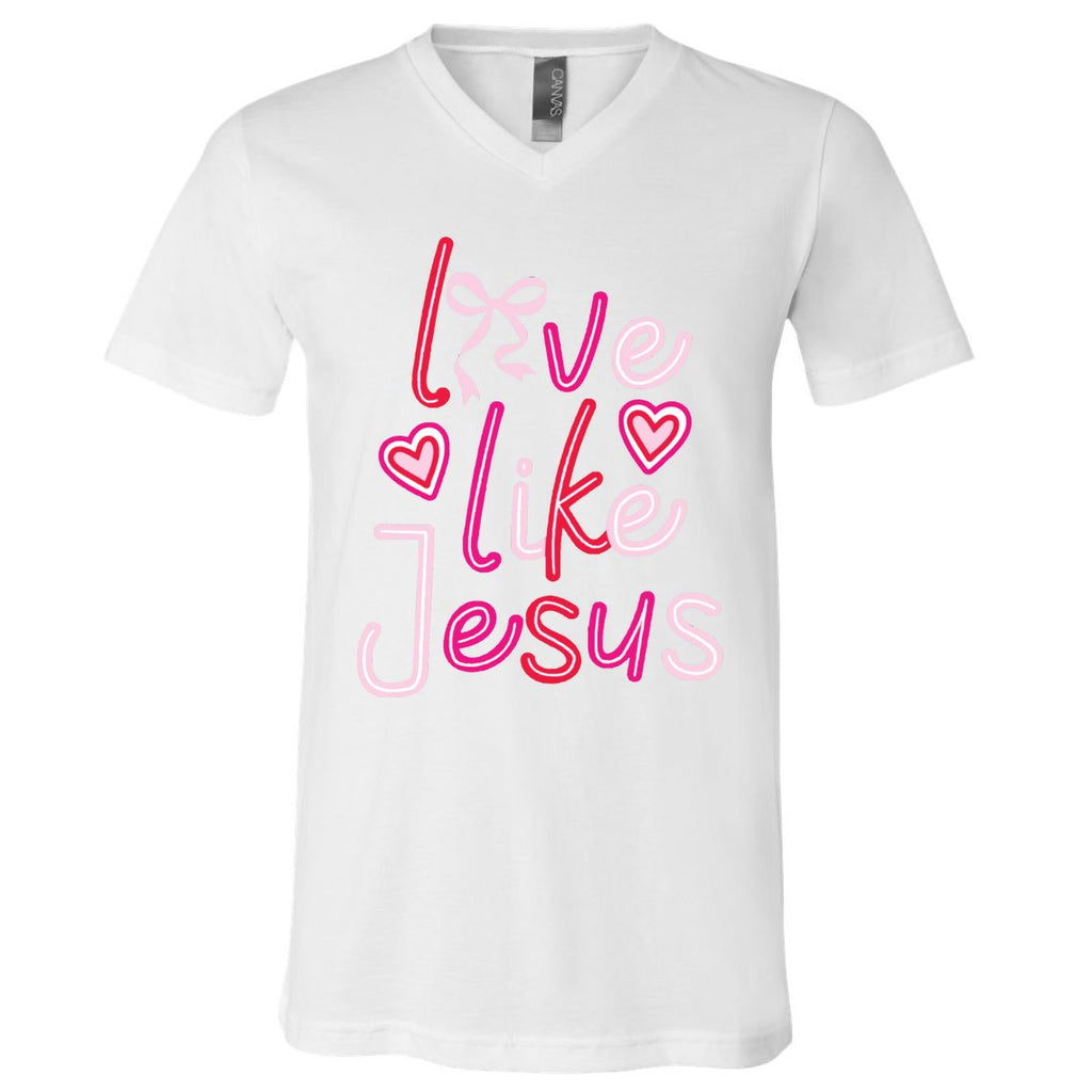 Love Like Jesus Coquette Valentine V-Neck T-Shirt