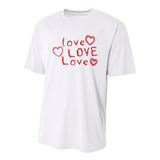 Love Love Love Youth Performance Sprint T-Shirt