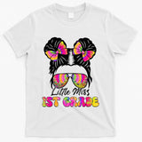 Little Miss First 1st Grade Messy Bun Back To School T-Shirt