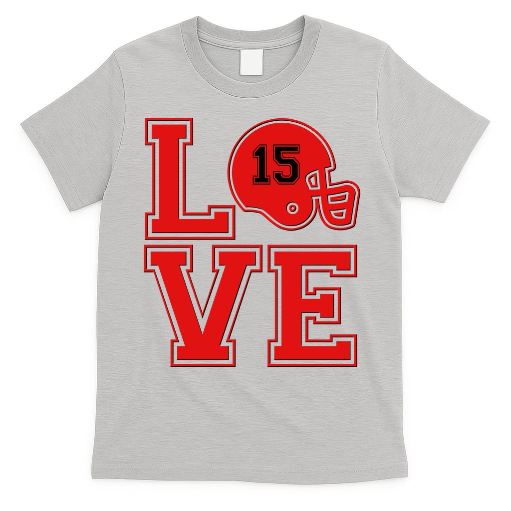 Love Kansas City KC Football No15 Mahomes Fan T-Shirt