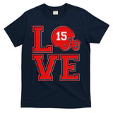 Love Kansas City KC Football No15 Mahomes Fan T-Shirt