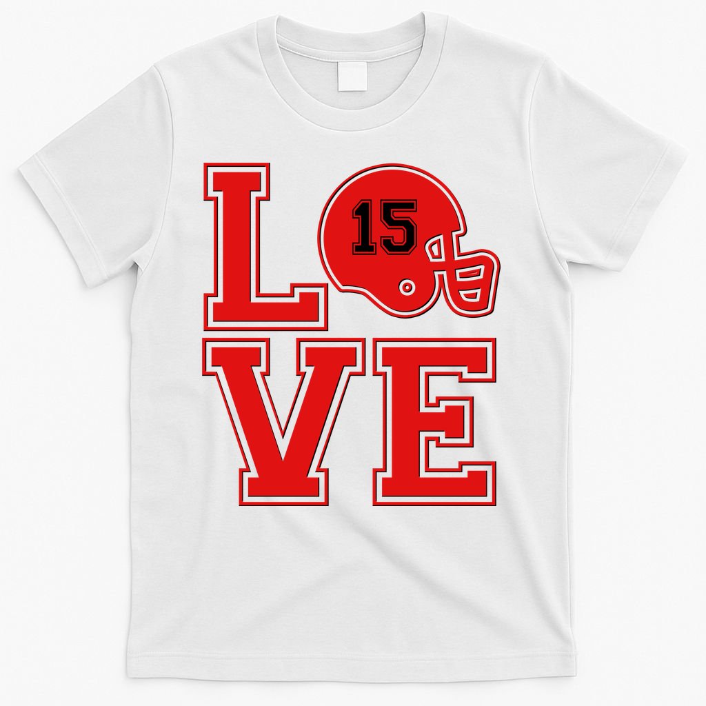 Love Kansas City KC Football No15 Mahomes Fan T-Shirt