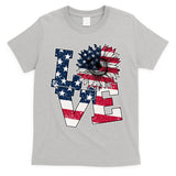 Love Sunflower Patriotic American Flag 4th Of July T-Shirt