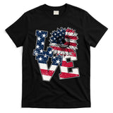 Love Sunflower Patriotic American Flag 4th Of July T-Shirt