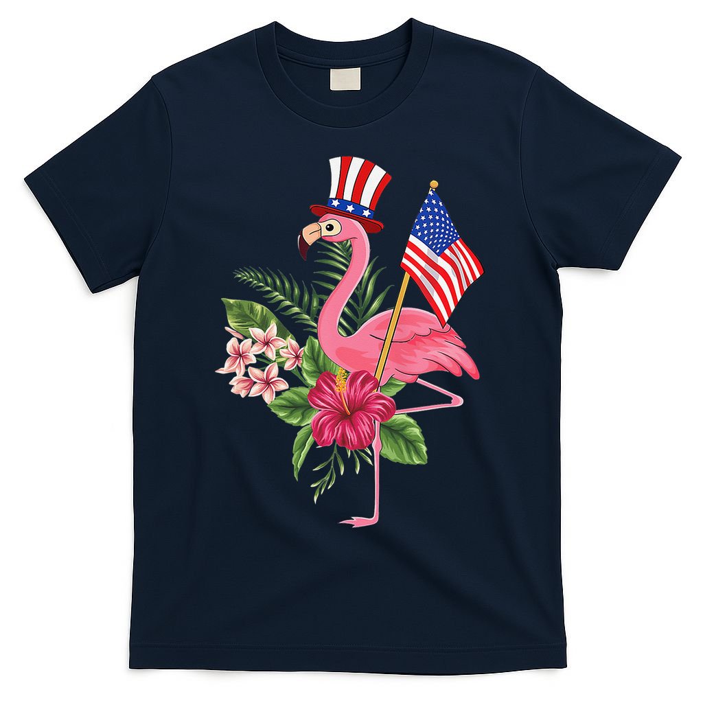 lamerica Patriotic 4th of July Flamingo American T-Shirt