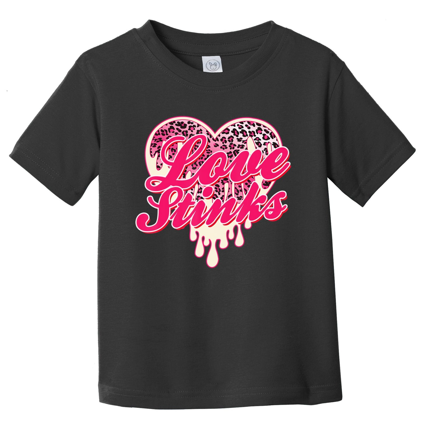 Leopard Pink Heart Love Stink Funny Anti Valentine Toddler T-Shirt