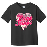Leopard Pink Heart Love Stink Funny Anti Valentine Toddler T-Shirt