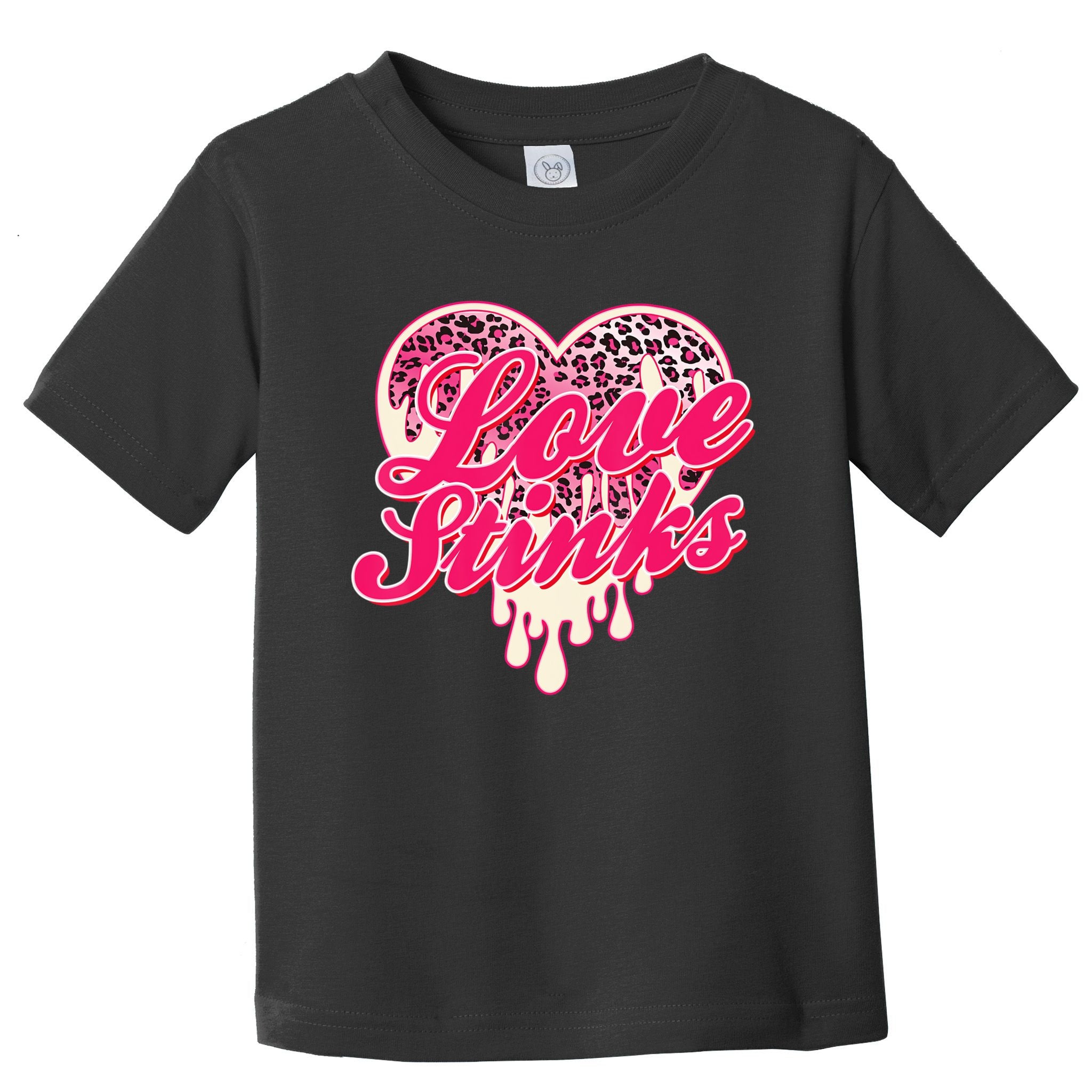 Leopard Pink Heart Love Stink Funny Anti Valentine Toddler T-Shirt
