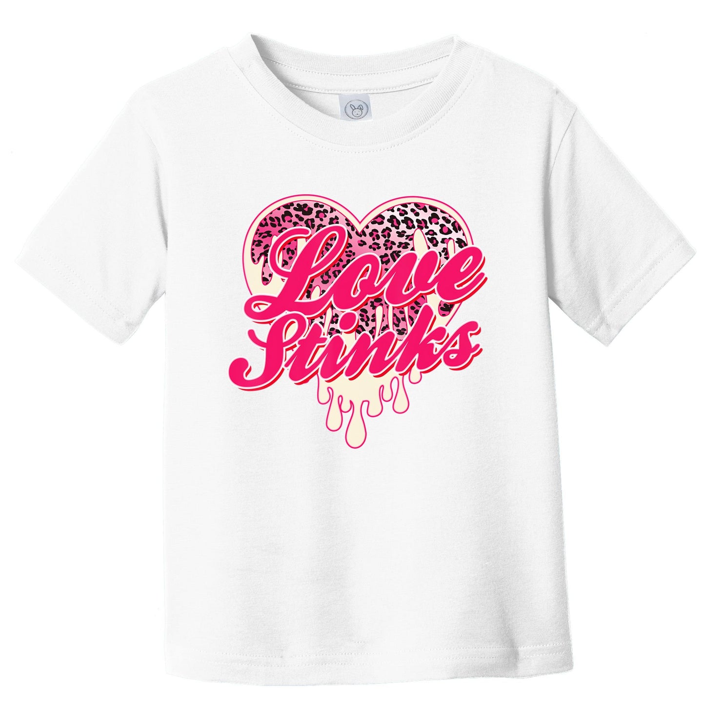 Leopard Pink Heart Love Stink Funny Anti Valentine Toddler T-Shirt