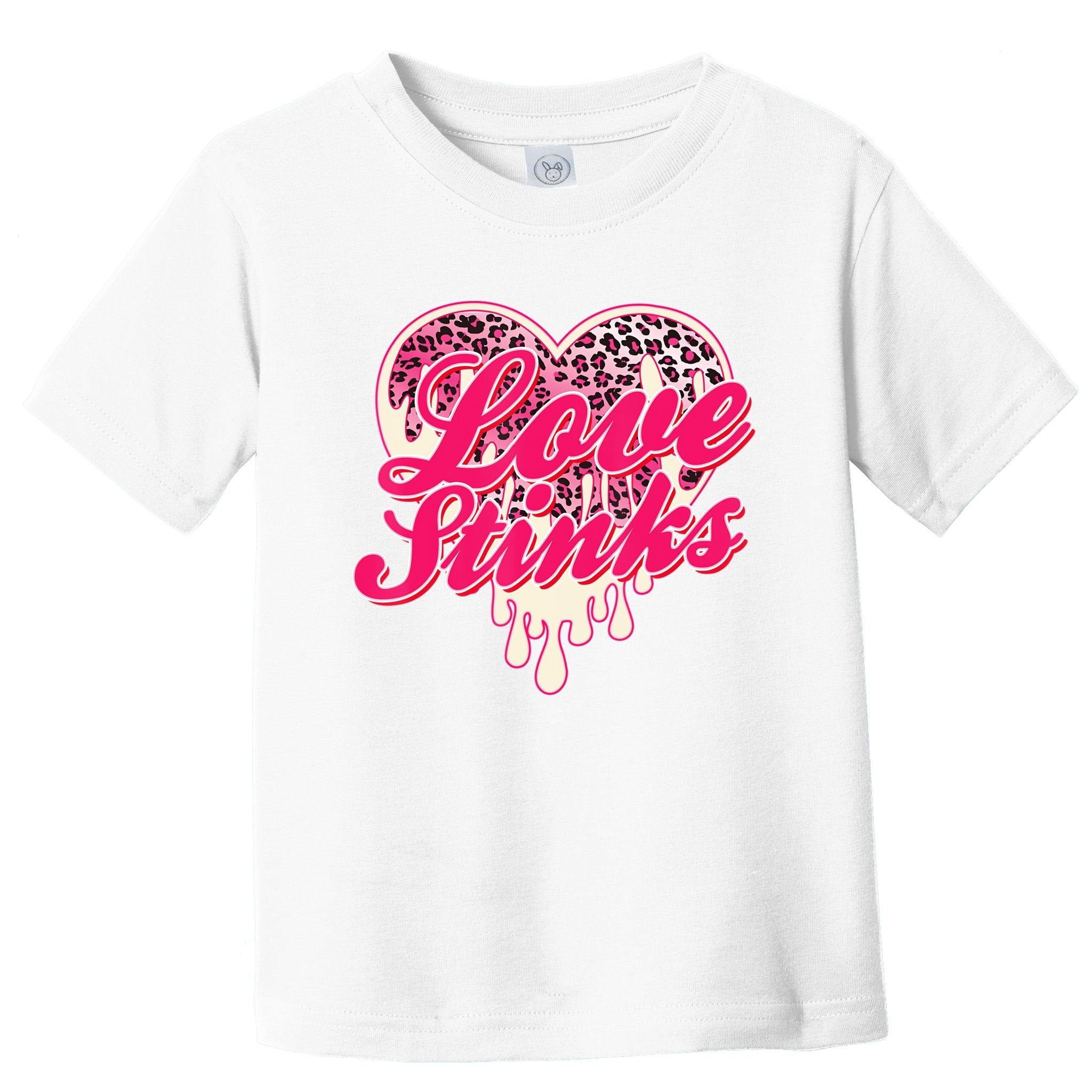 Leopard Pink Heart Love Stink Funny Anti Valentine Toddler T-Shirt