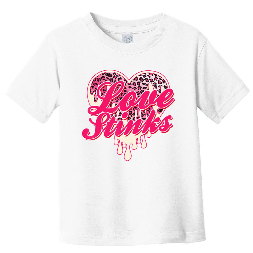 Leopard Pink Heart Love Stink Funny Anti Valentine Toddler T-Shirt