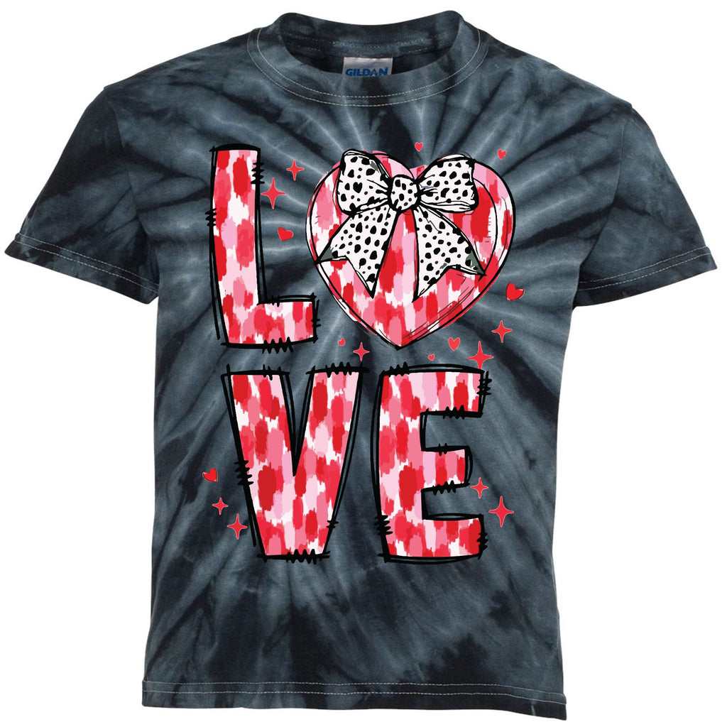Love Valentine Day Heart Brushstroke Xoxo Valentine Kids Tie-Dye T-Shirt