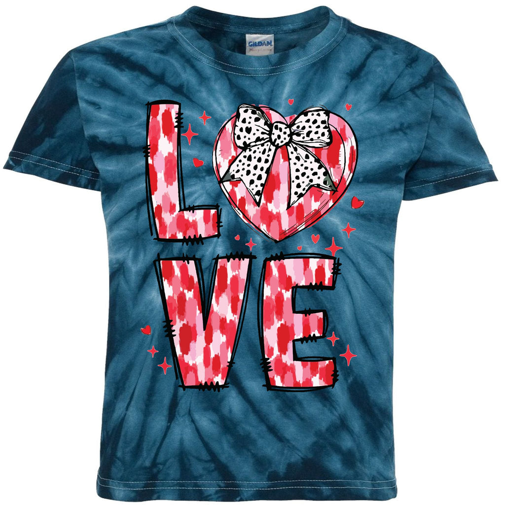 Love Valentine Day Heart Brushstroke Xoxo Valentine Kids Tie-Dye T-Shirt