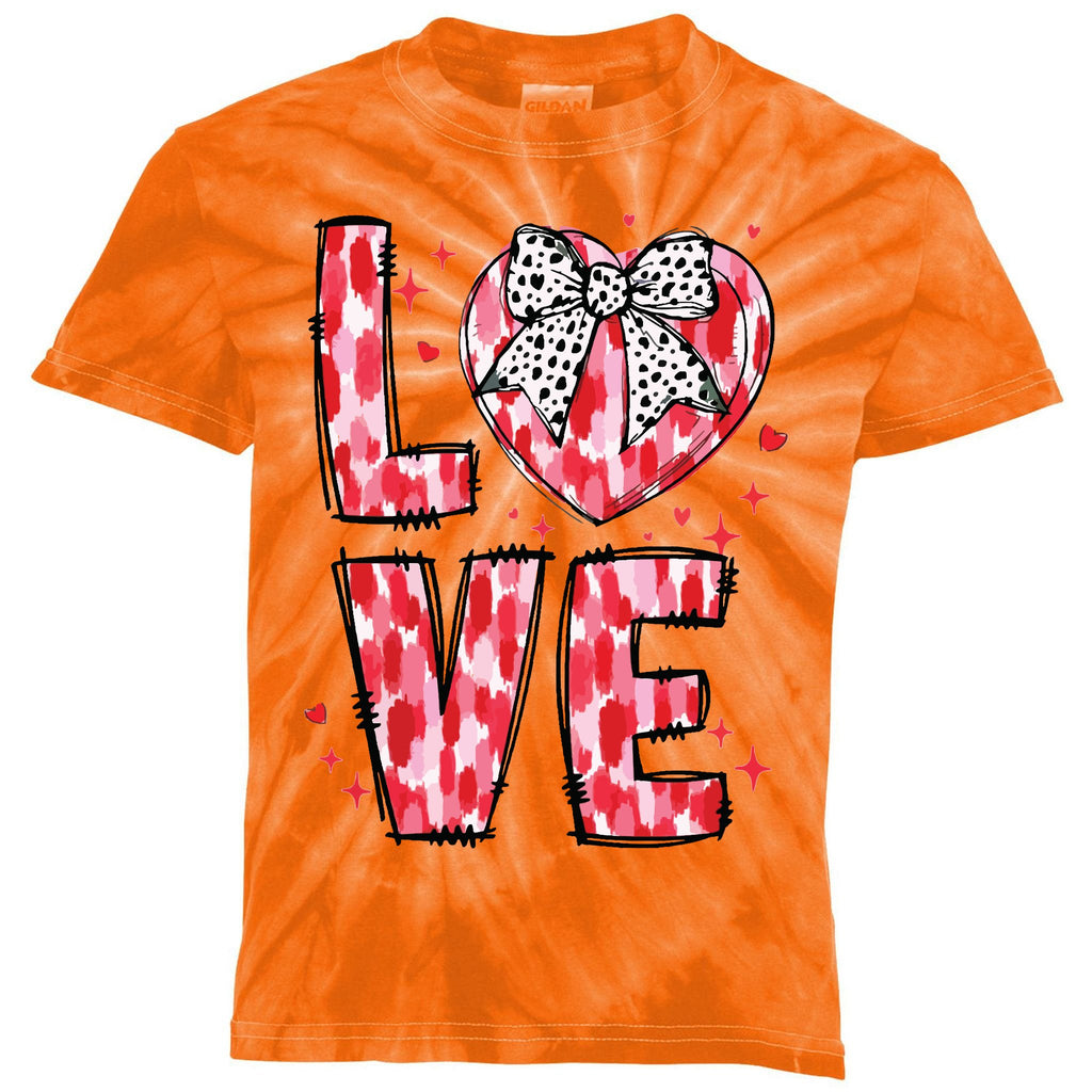 Love Valentine Day Heart Brushstroke Xoxo Valentine Kids Tie-Dye T-Shirt