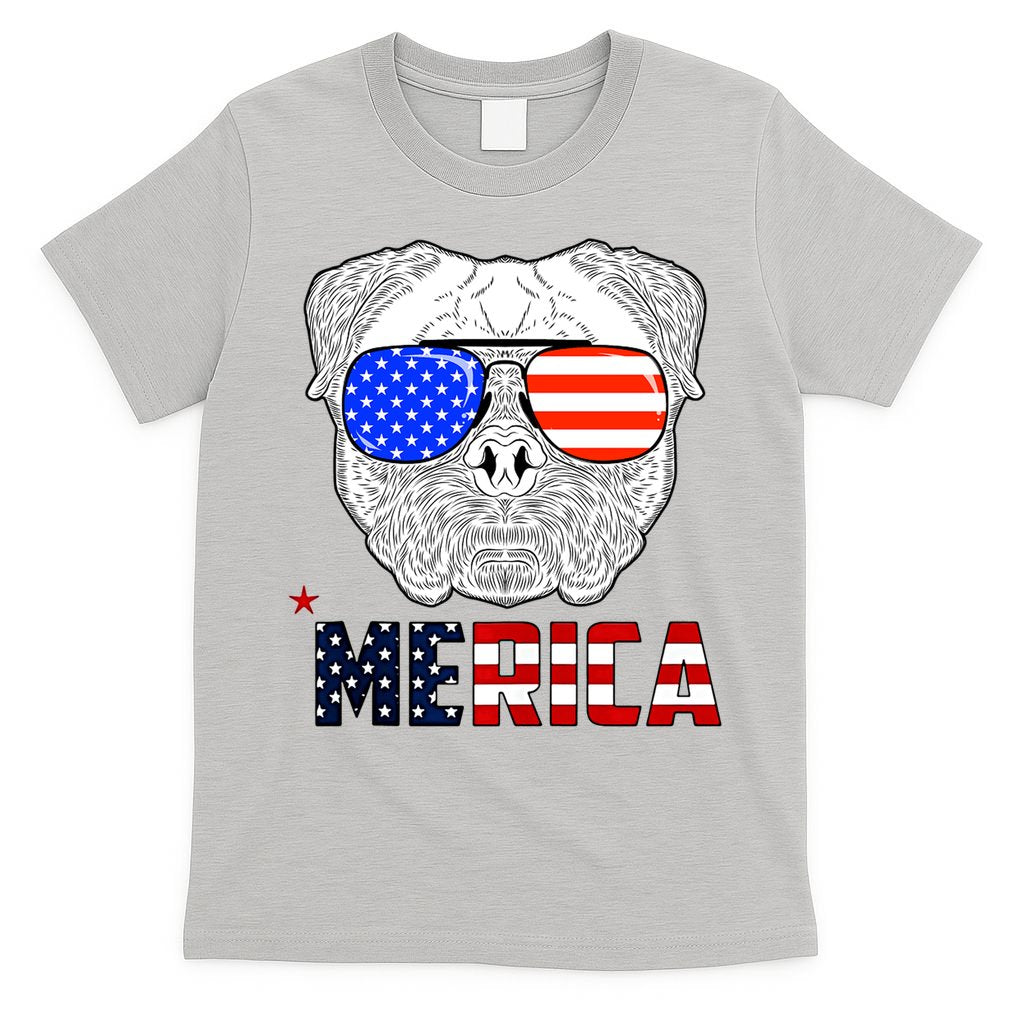 Merica 4th Of July Cool Bulldog Funny T-Shirt