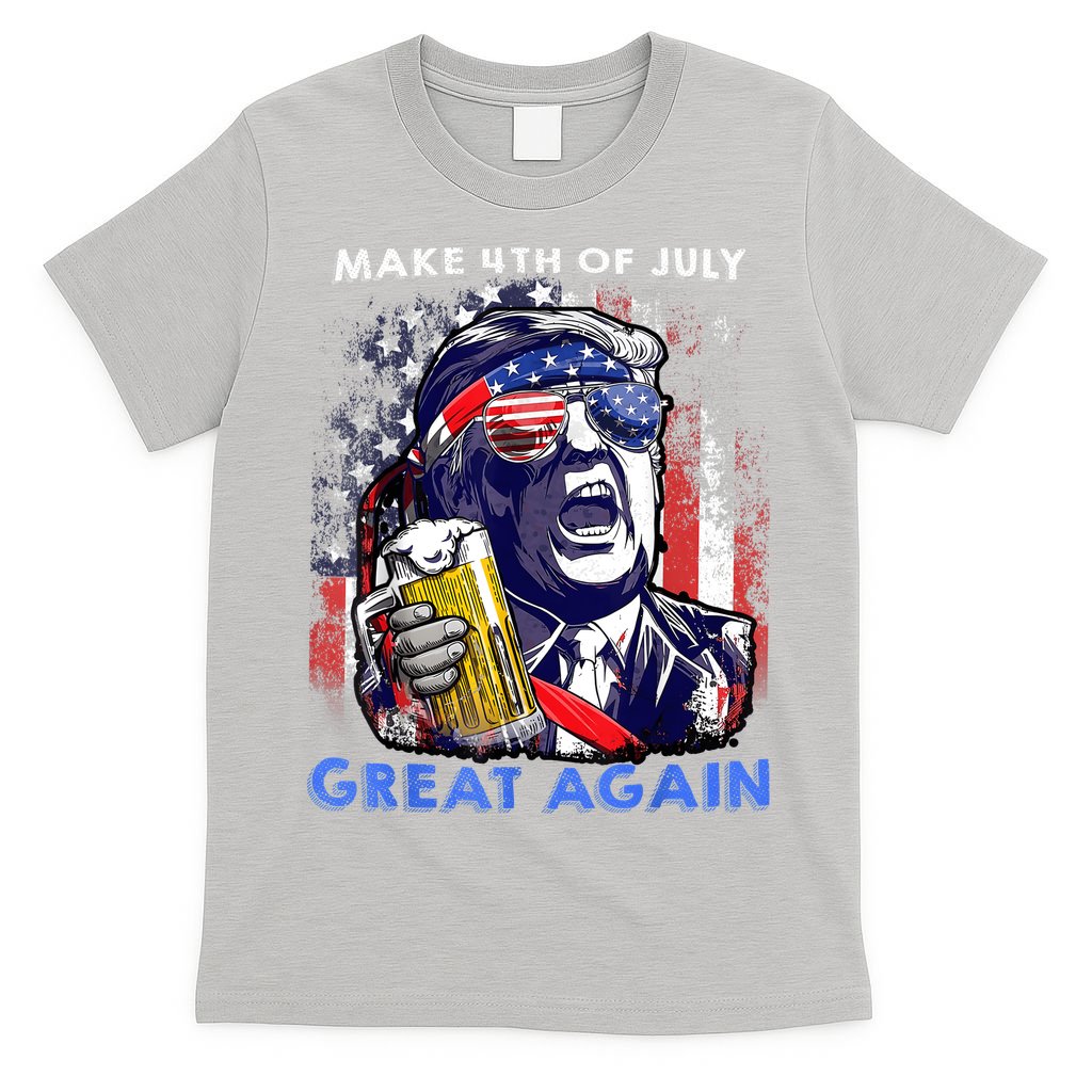 Make 4th Of July Great Again Funny Trump Drinking Beer T-Shirt