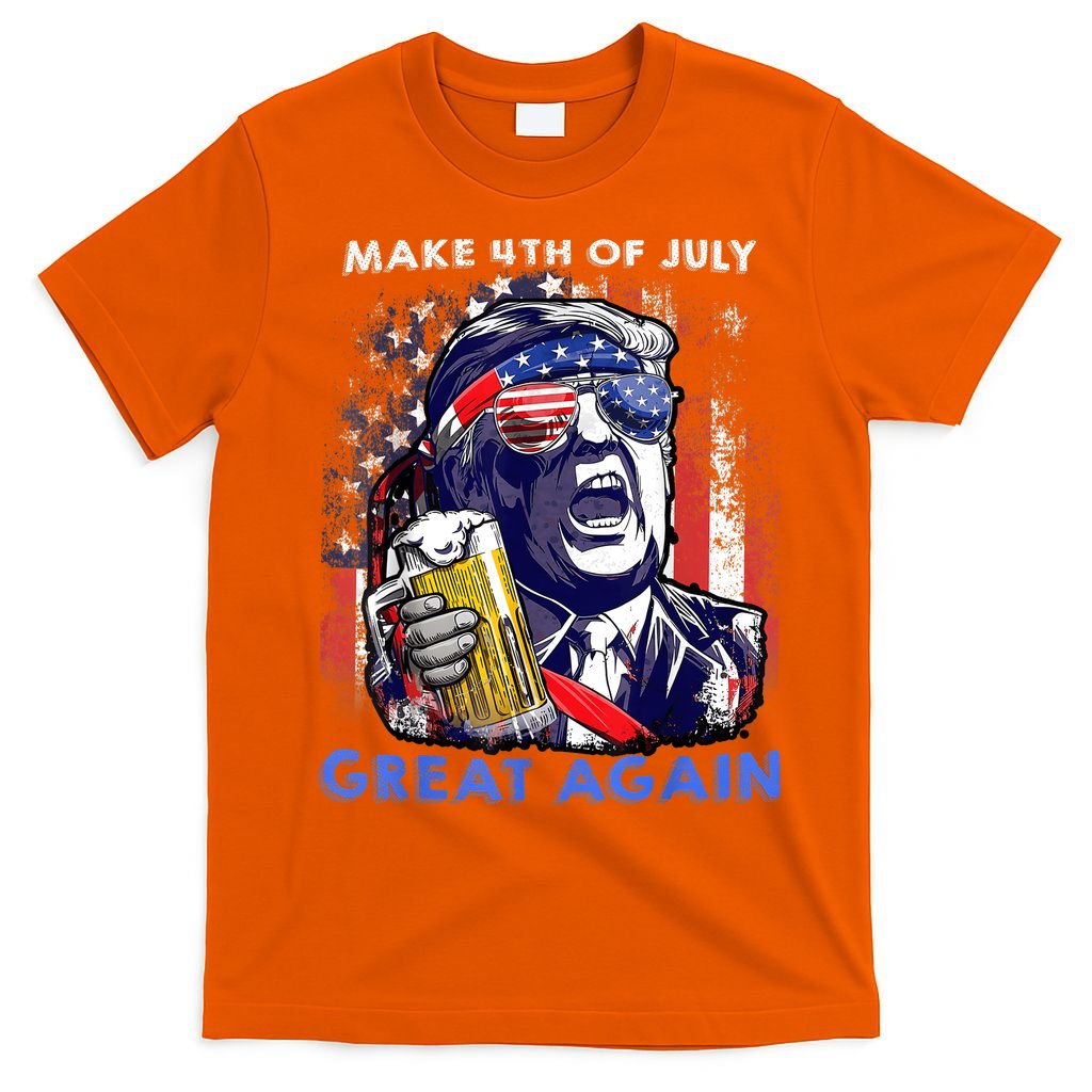Make 4th Of July Great Again Funny Trump Drinking Beer T-Shirt