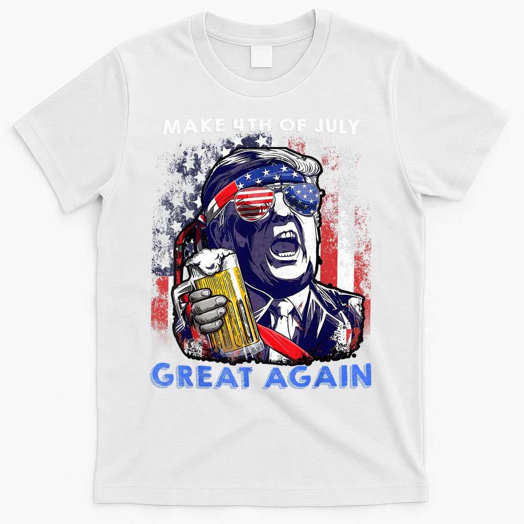 Make 4th Of July Great Again Funny Trump Drinking Beer T-Shirt