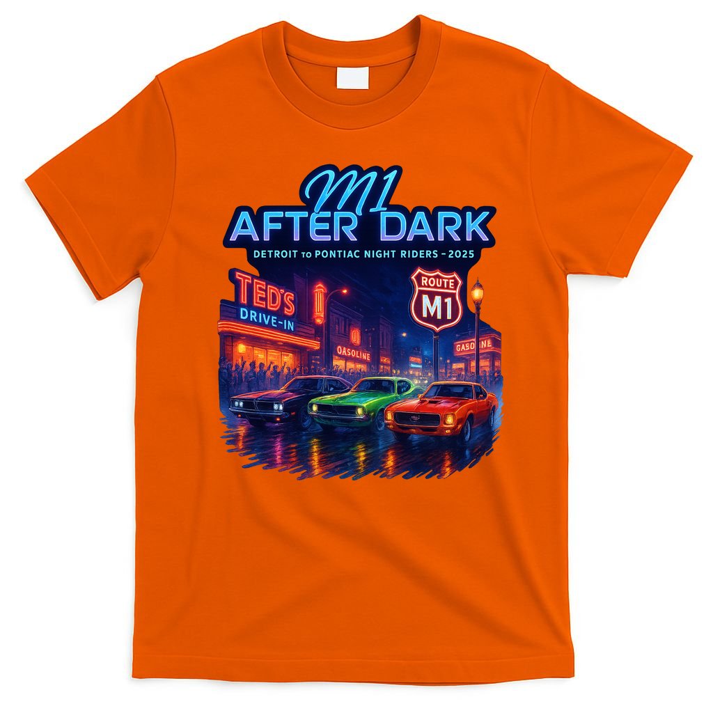 M1 After Dark Detroit To Pontiac Night Riders Woodward Ave M1 2025 T-Shirt