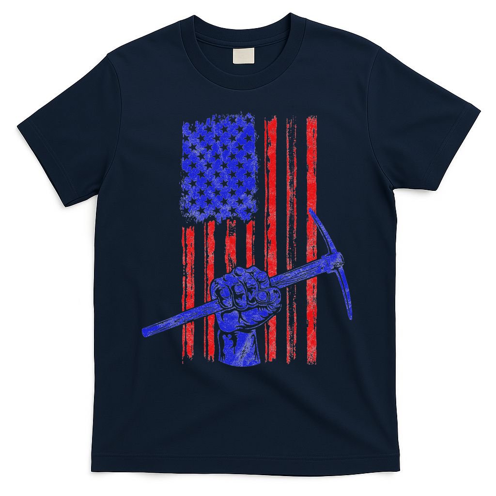 Miner American Flag Mining Gift Pick Usa Patriotic T-Shirt