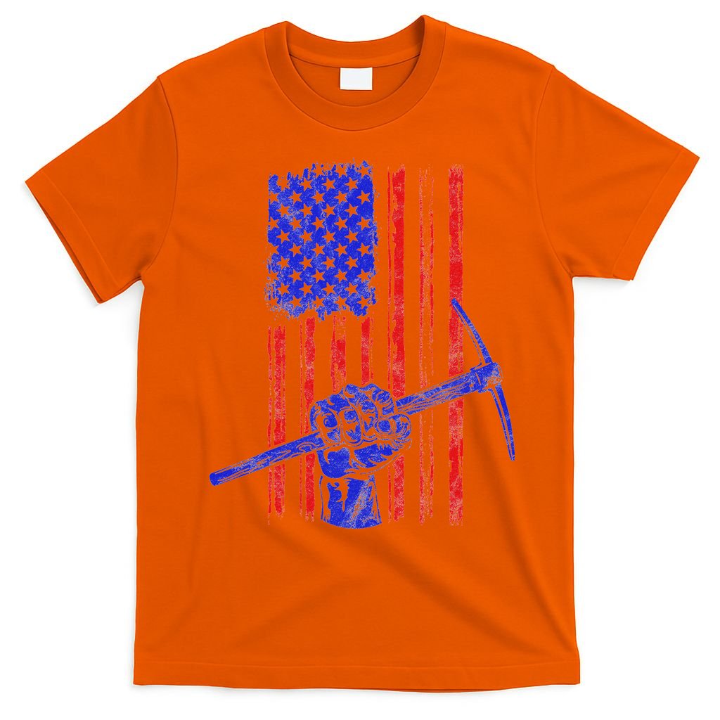 Miner American Flag Mining Gift Pick Usa Patriotic T-Shirt