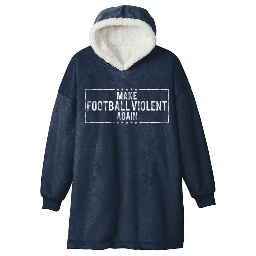 Make Football Violent Again Distress Logo Hooded Wearable Blanket