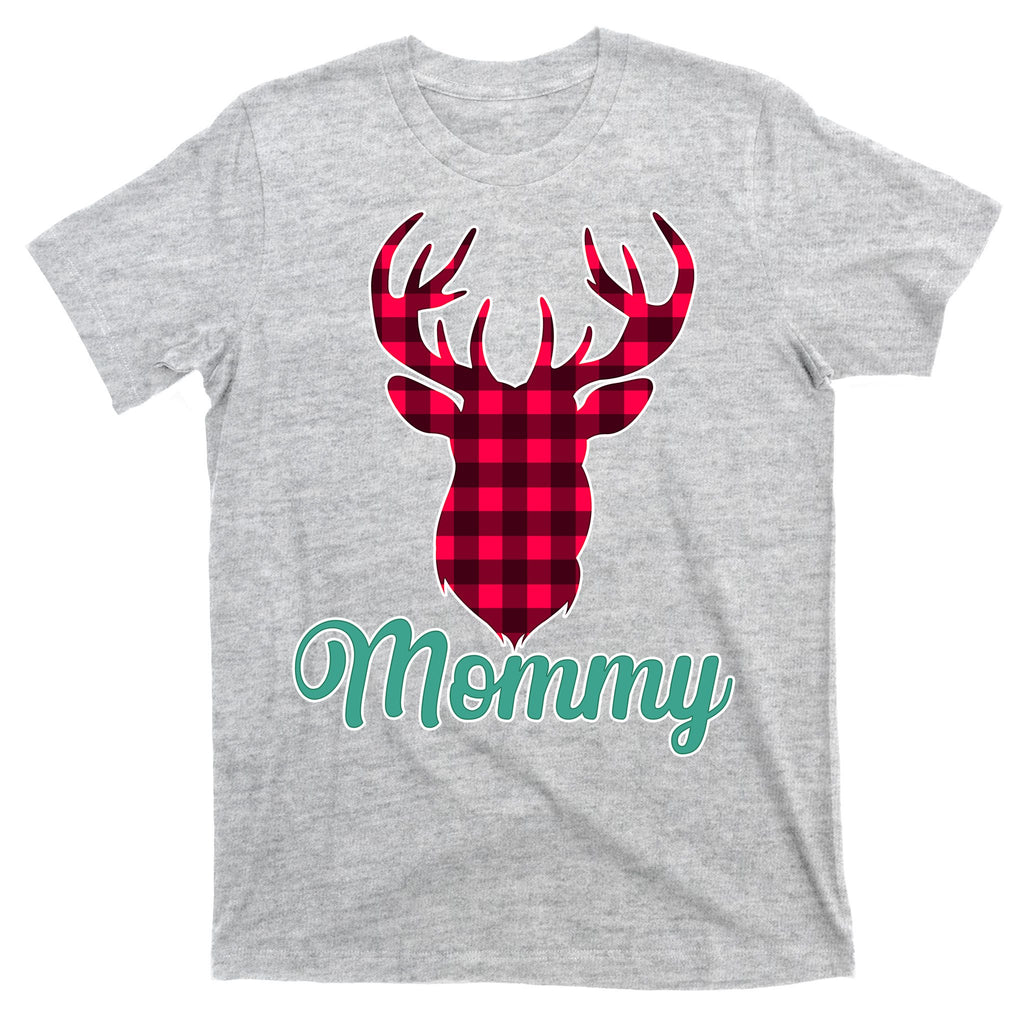 Matching Holiday Family Plaid Reindeer Mommy T-Shirt