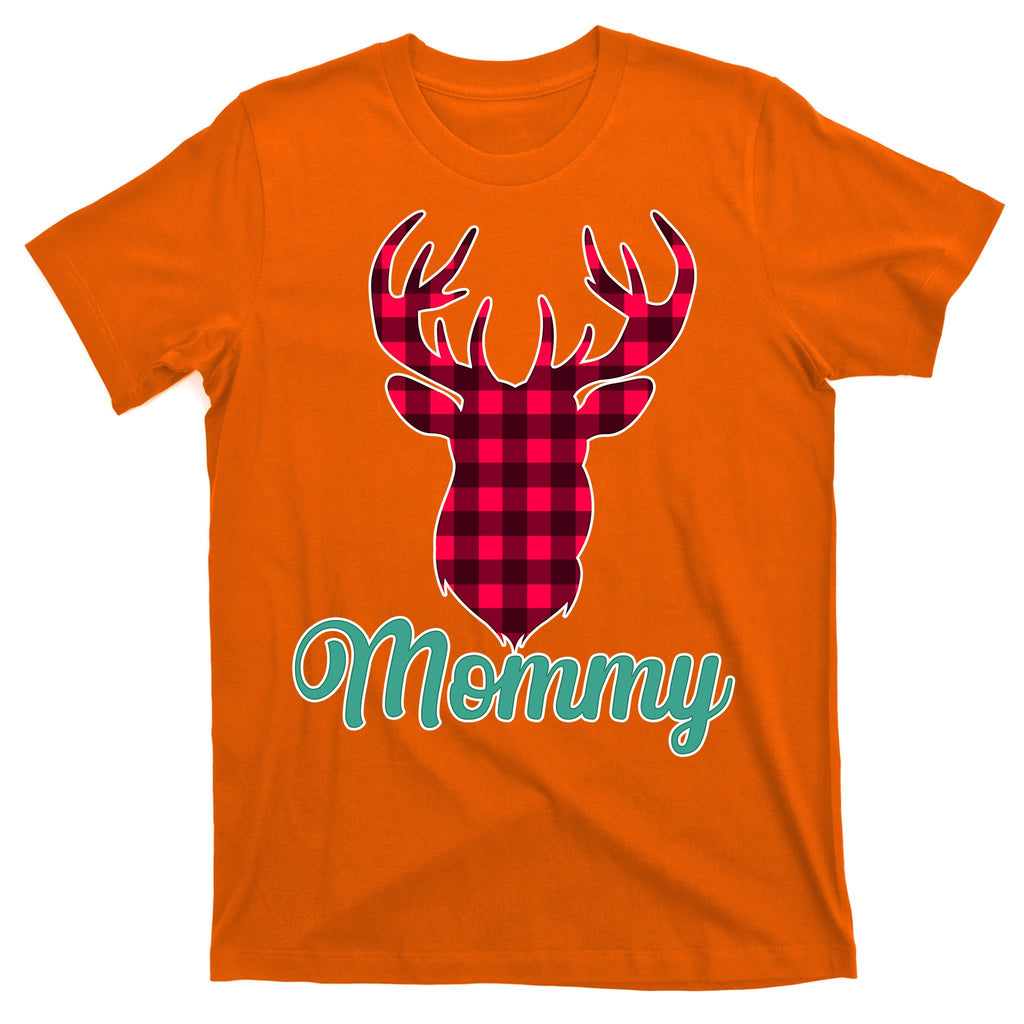 Matching Holiday Family Plaid Reindeer Mommy T-Shirt