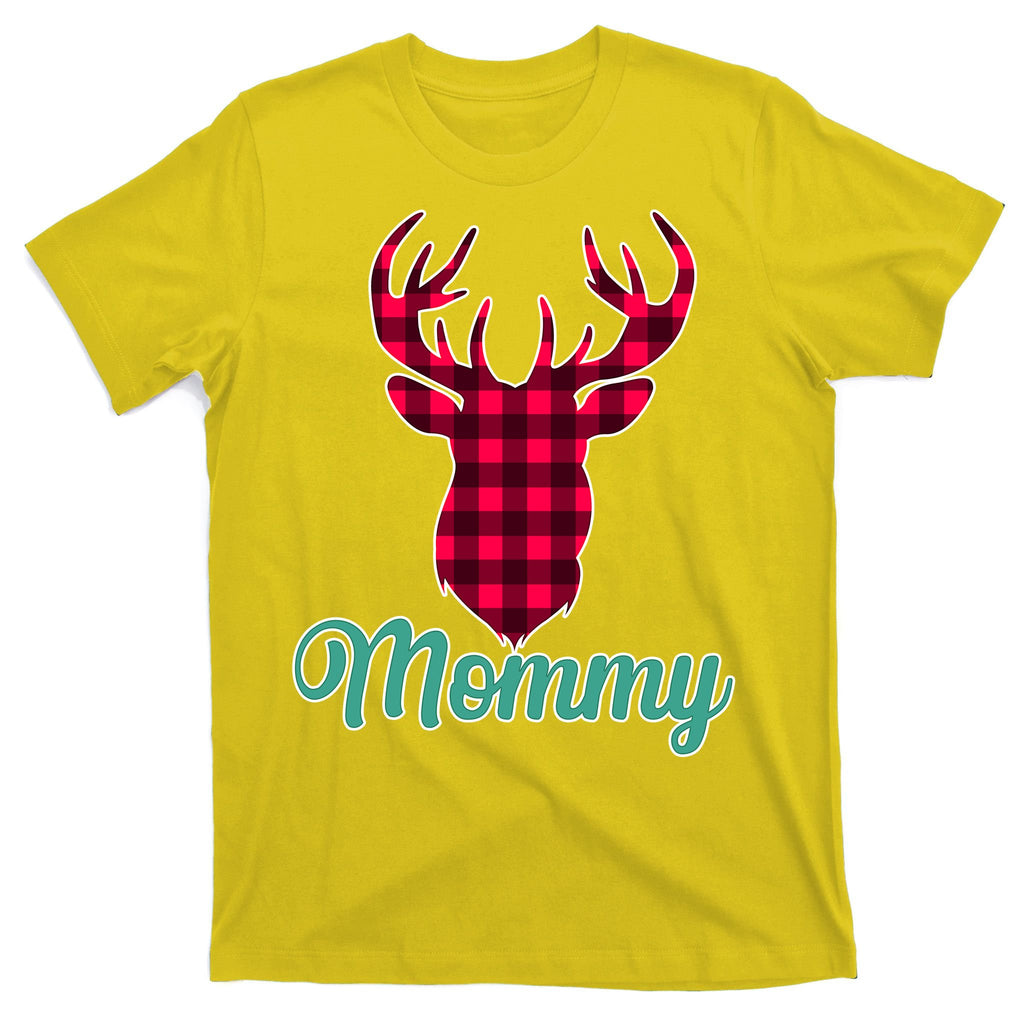 Matching Holiday Family Plaid Reindeer Mommy T-Shirt