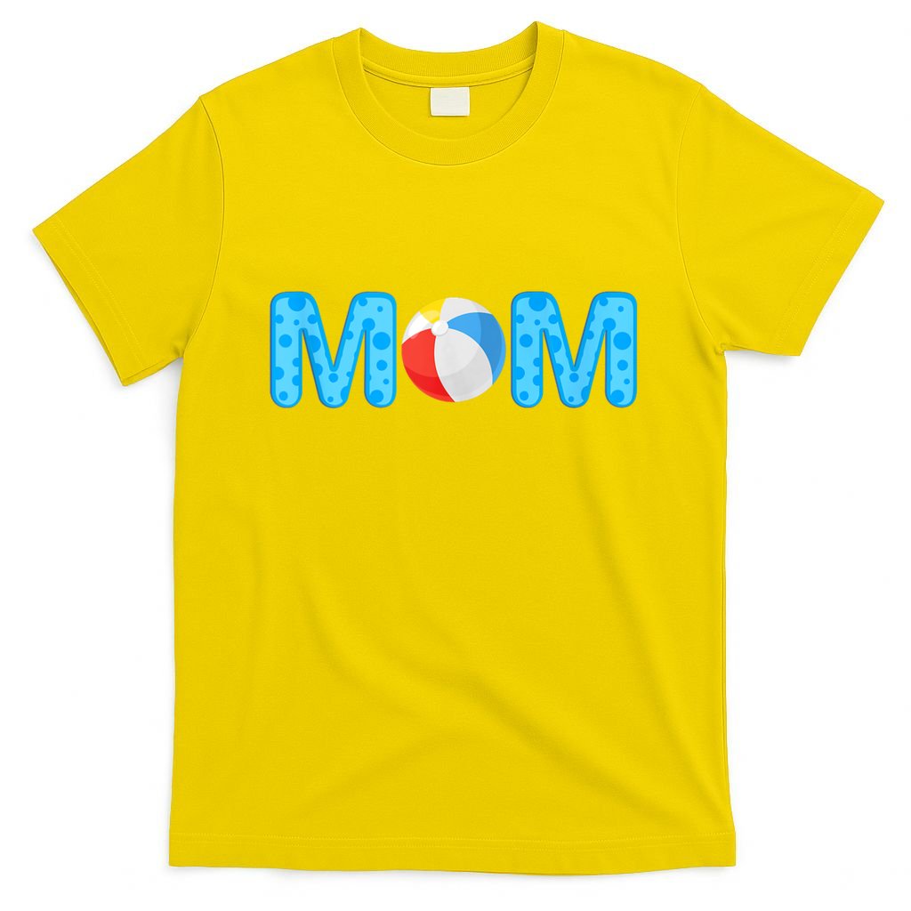 Mom Beach Ball Theme Birthday Party Pool Matching Summer T-Shirt