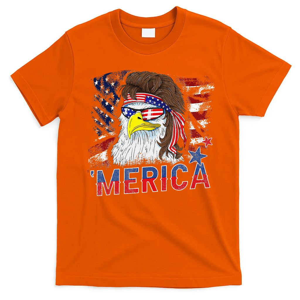 Merica Bald Eagle Mullet 4th Of July American Flag Patriotic T-Shirt